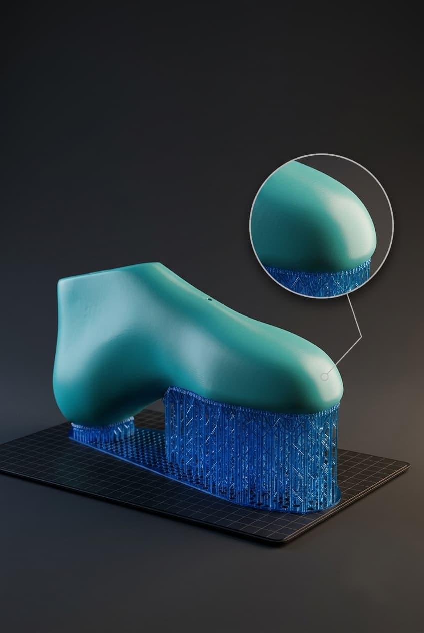 Technical last with 3D-printed support structure